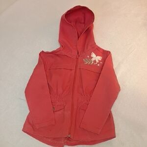 Kids Coral Hooded Jacket with Butterfly Design